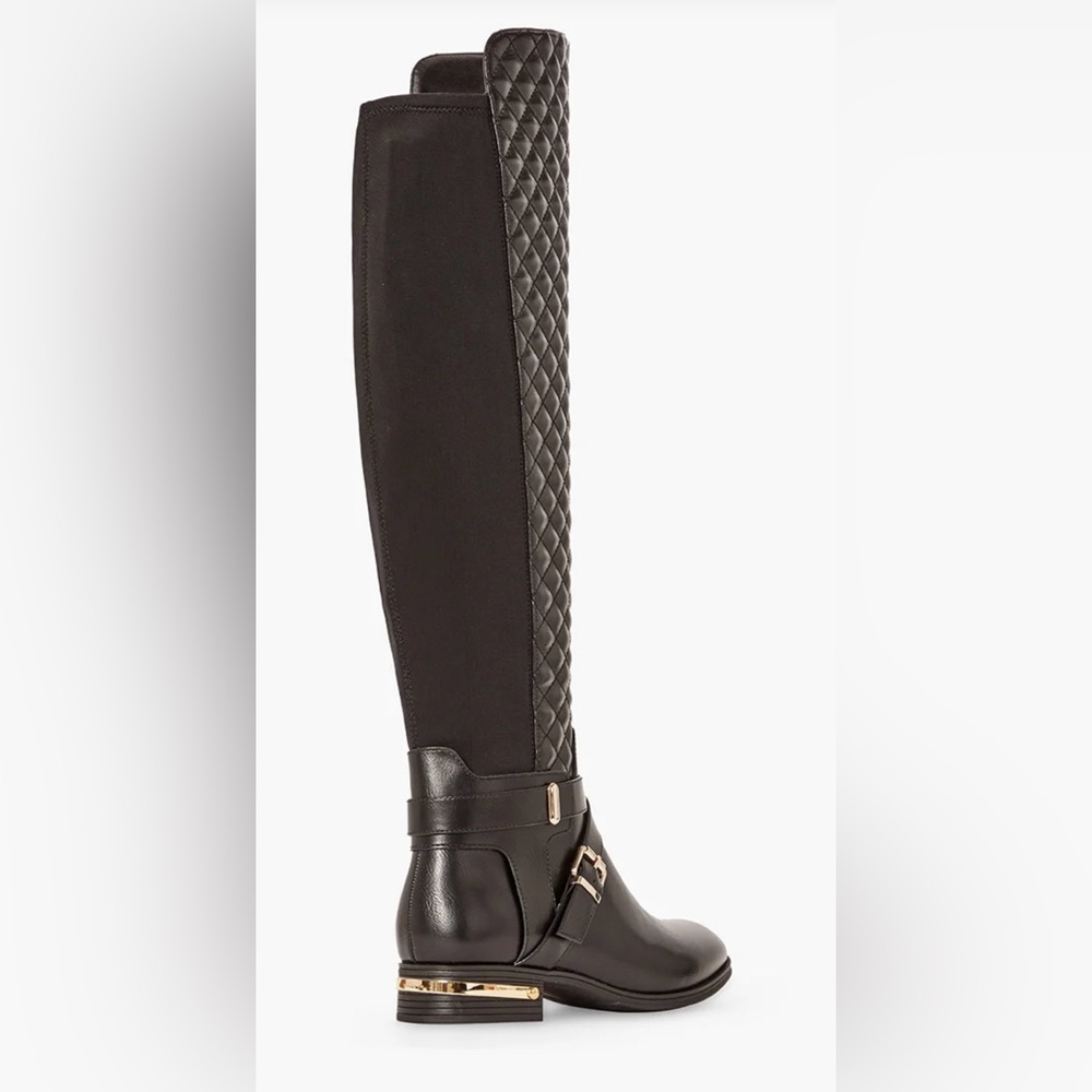 Shoe Dazzle Black Quilted Heeled Boots - Picture 3 of 7